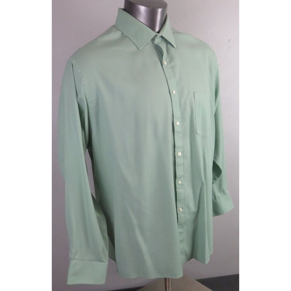 Vintage Van Heusen‎ Long Sleeve Button Front Shirt Size 18 34/35 Pin Cord Green - Picture 4 of 8
